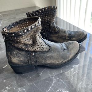 CIRCLE G WOMEN'S BROWN Western DETRESSED CORRAL BOOTIES W/BACK ZIP, SIZE 7.5